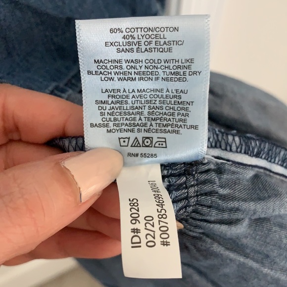 EXPRESS | Denim Square Neck Tiered Mini Dress - Picture 8 of 17